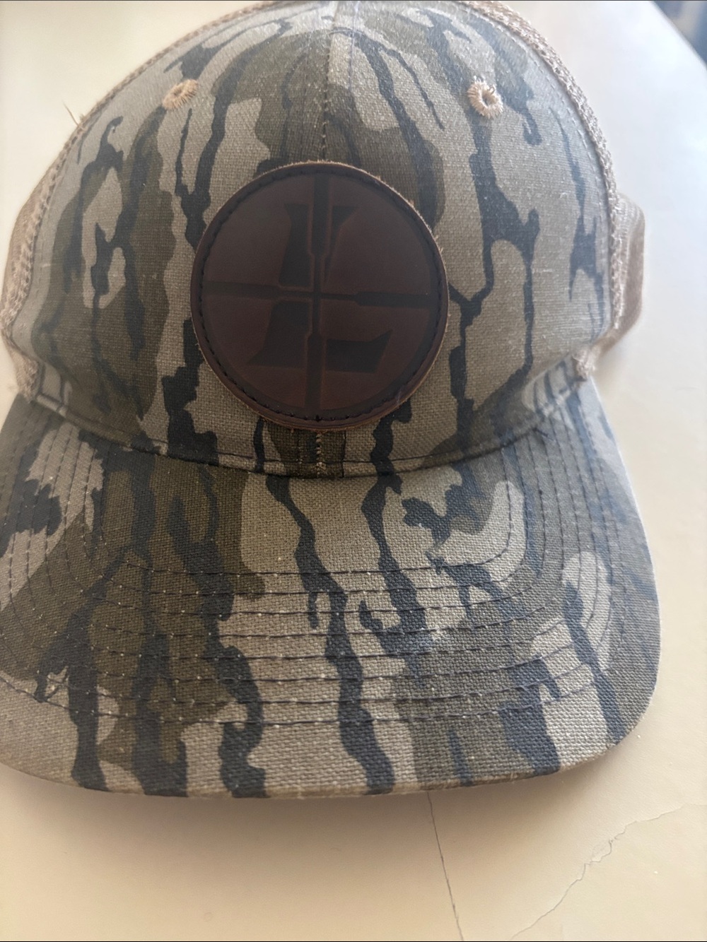 Camo Trucker Cap with Round Leather Patch